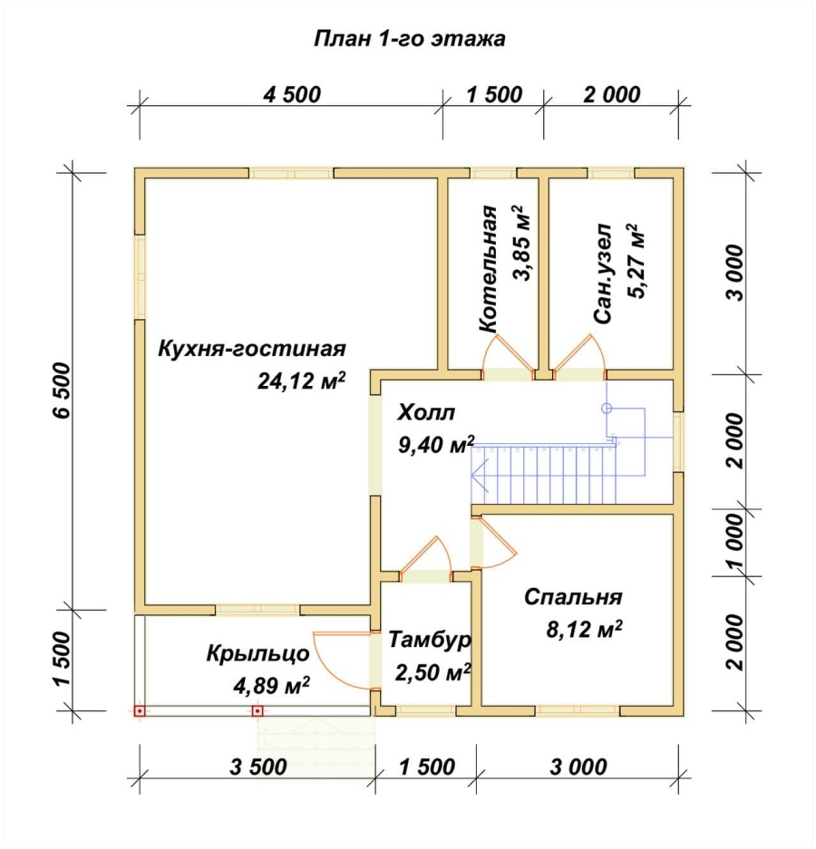 План первого этажа проект БРУСОВОЙ №-198