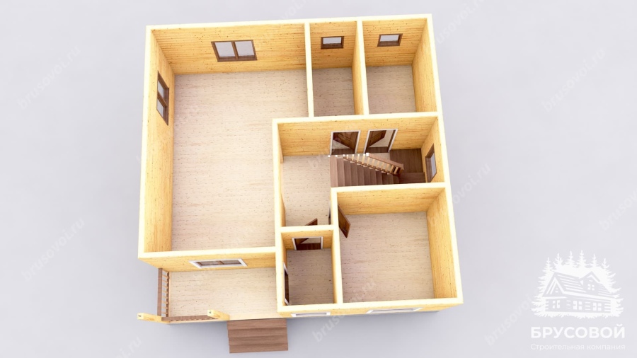 3d План первого этажа проект БРУСОВОЙ №-198