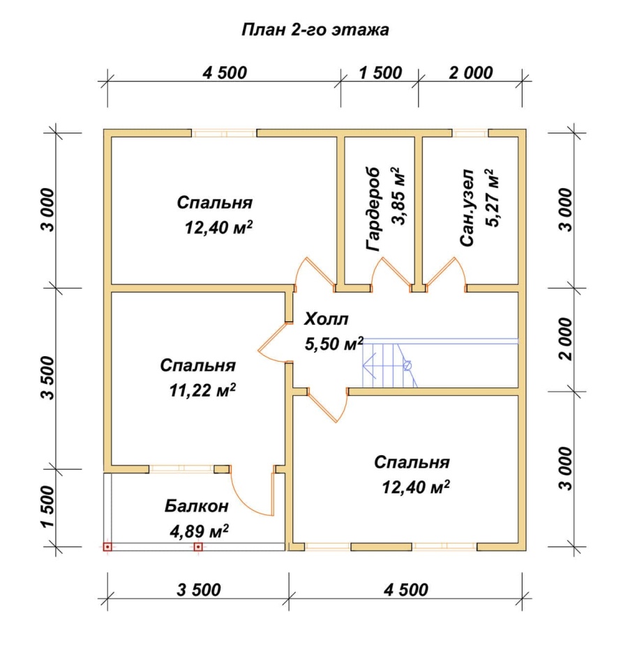 План второго этажа проект БРУСОВОЙ №-198