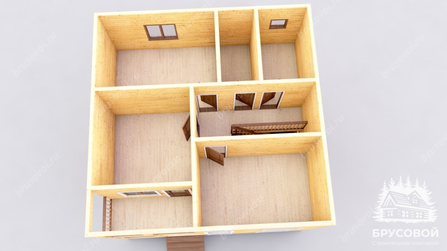 3d План второго этажа проект БРУСОВОЙ №-198