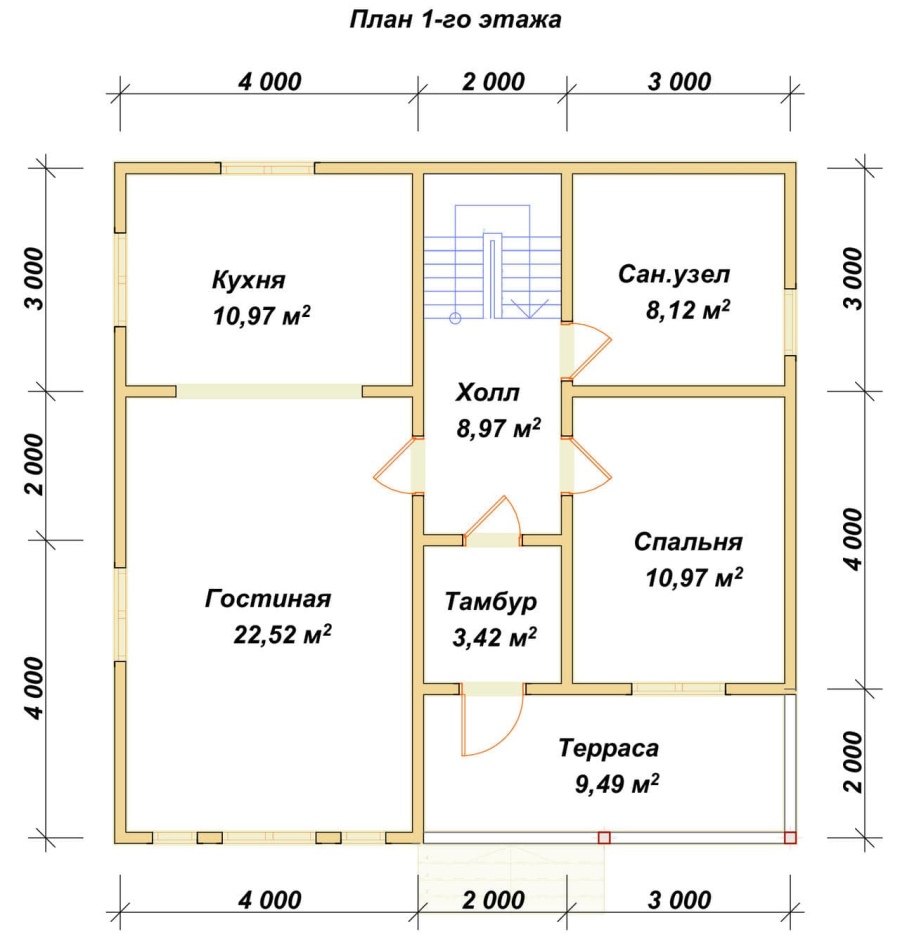 План первого этажа проект БРУСОВОЙ №-199
