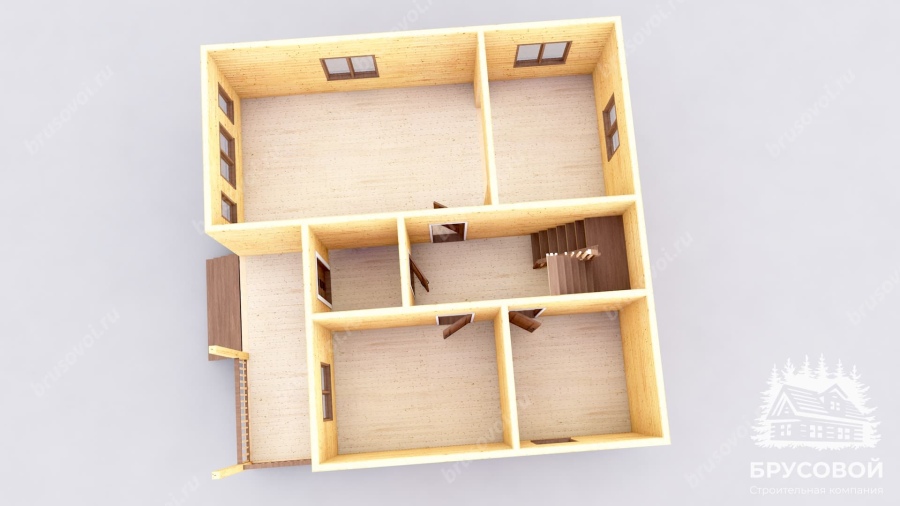 3d План первого этажа проект БРУСОВОЙ №-199