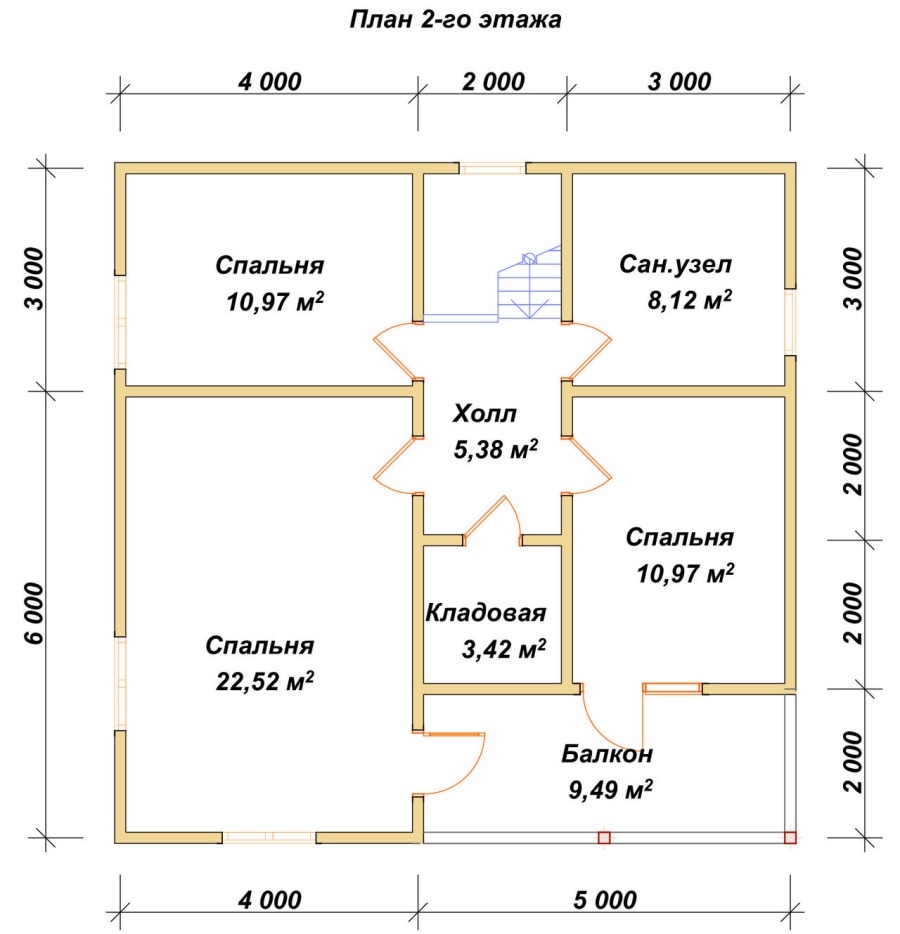 План второго этажа проект БРУСОВОЙ №-199