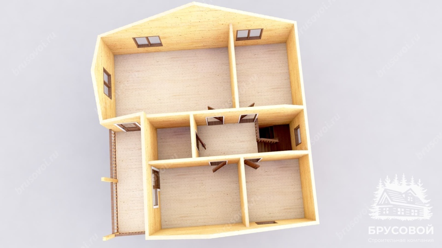 3d План второго этажа проект БРУСОВОЙ №-199