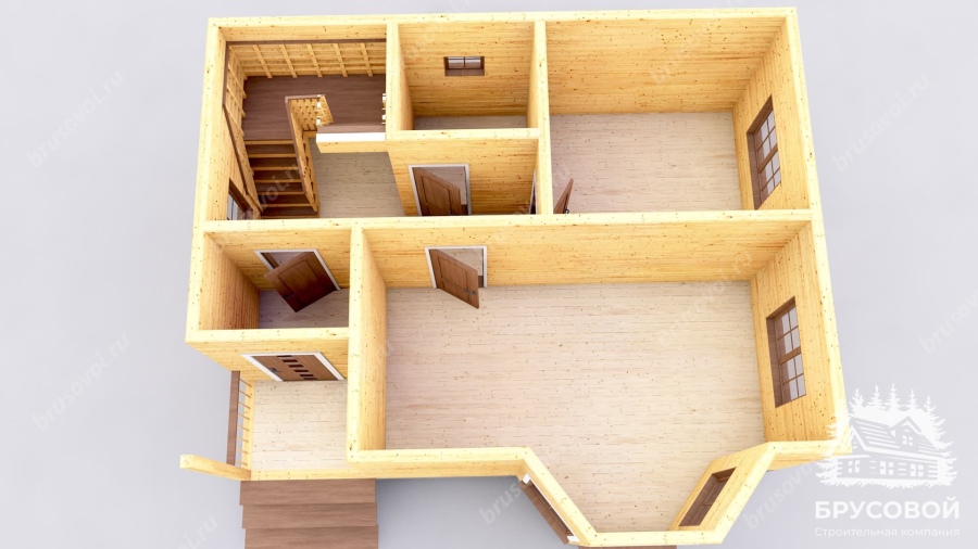 3d План первого этажа проект БРУСОВОЙ №-20