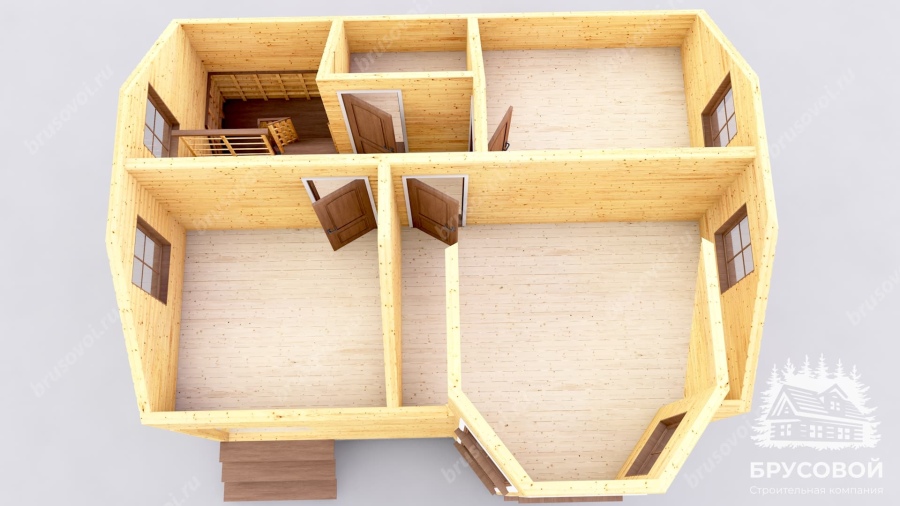 3d План второго этажа проект БРУСОВОЙ №-20