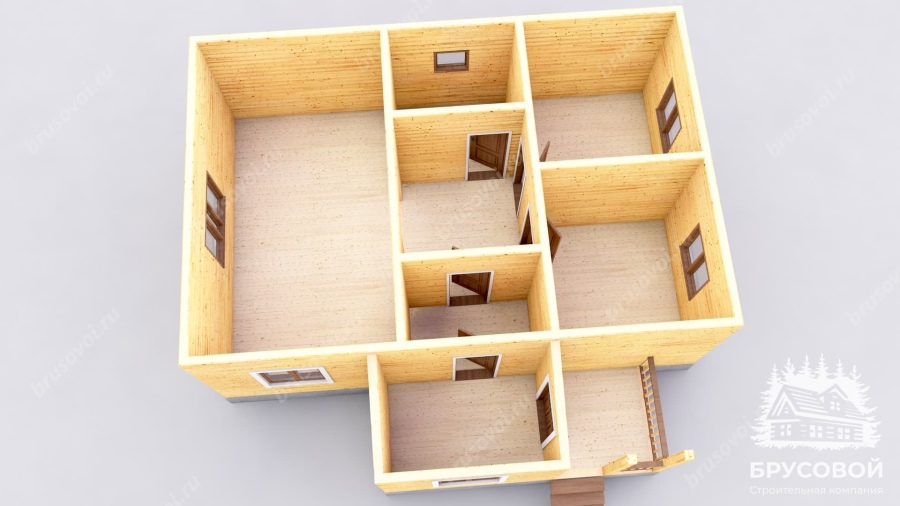 3d План первого этажа проект БРУСОВОЙ №-200