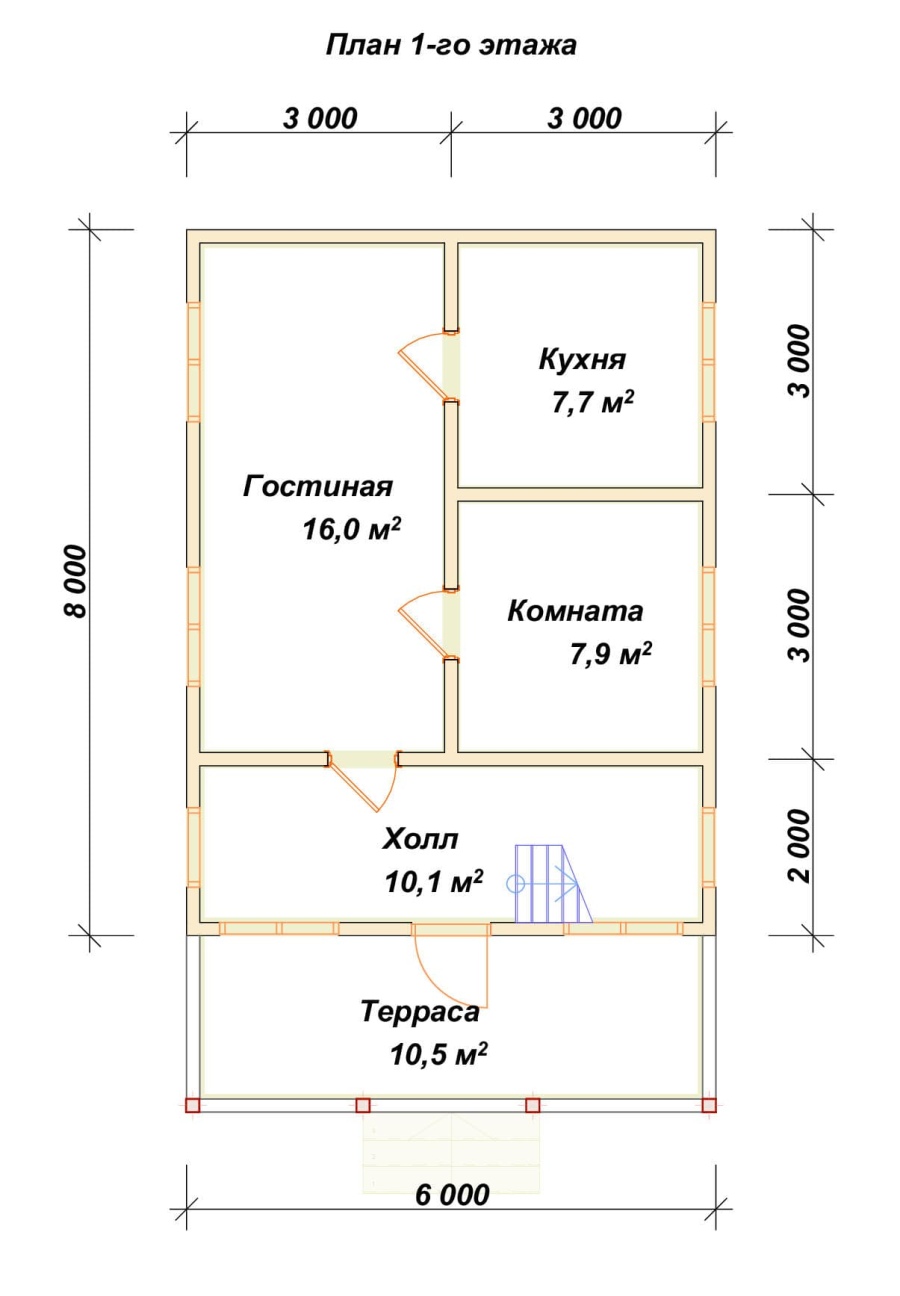 План первого этажа проект БРУСОВОЙ №-21