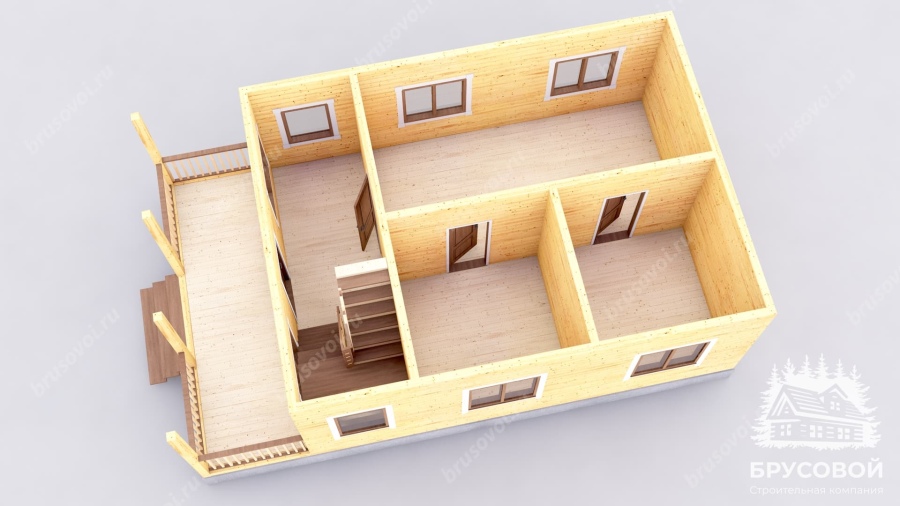 3d План первого этажа проект БРУСОВОЙ №-21