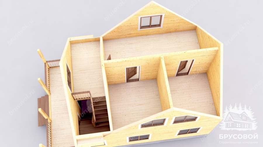 3d План второго этажа проект БРУСОВОЙ №-21