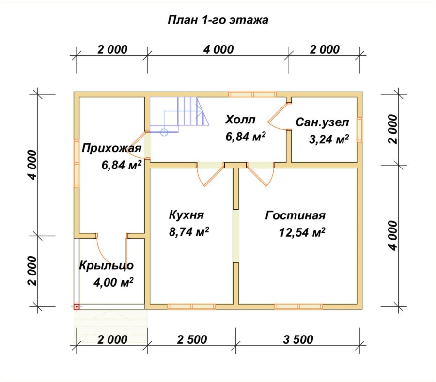 План первого этажа проект БРУСОВОЙ №-23