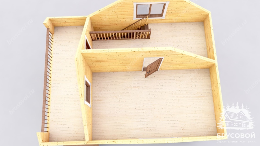 3d План второго этажа проект БРУСОВОЙ №-23