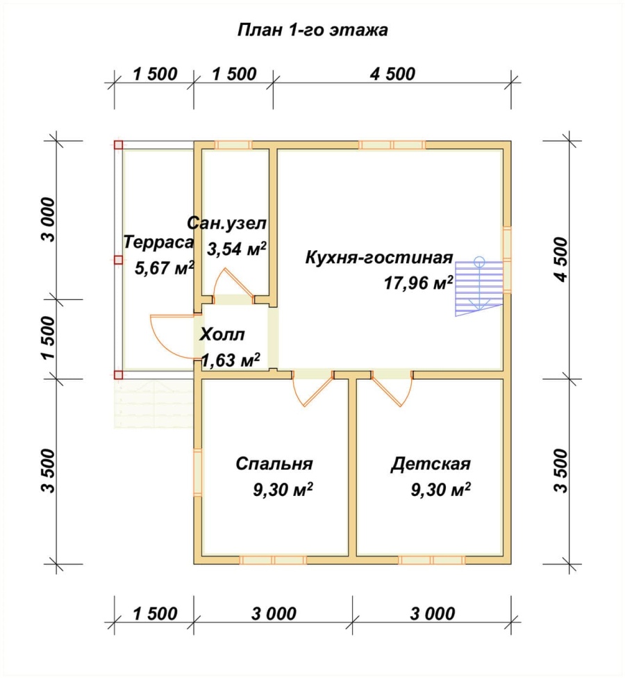 План первого этажа проект БРУСОВОЙ №-24