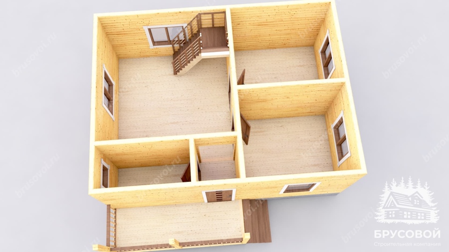 3d План первого этажа проект БРУСОВОЙ №-24