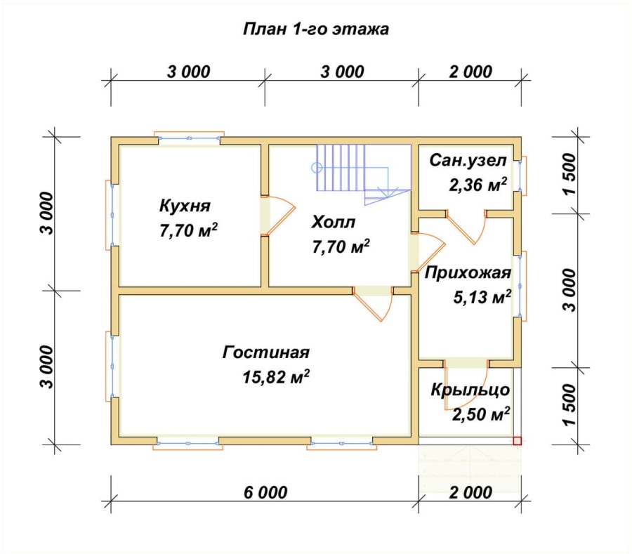 План первого этажа проект БРУСОВОЙ №-25