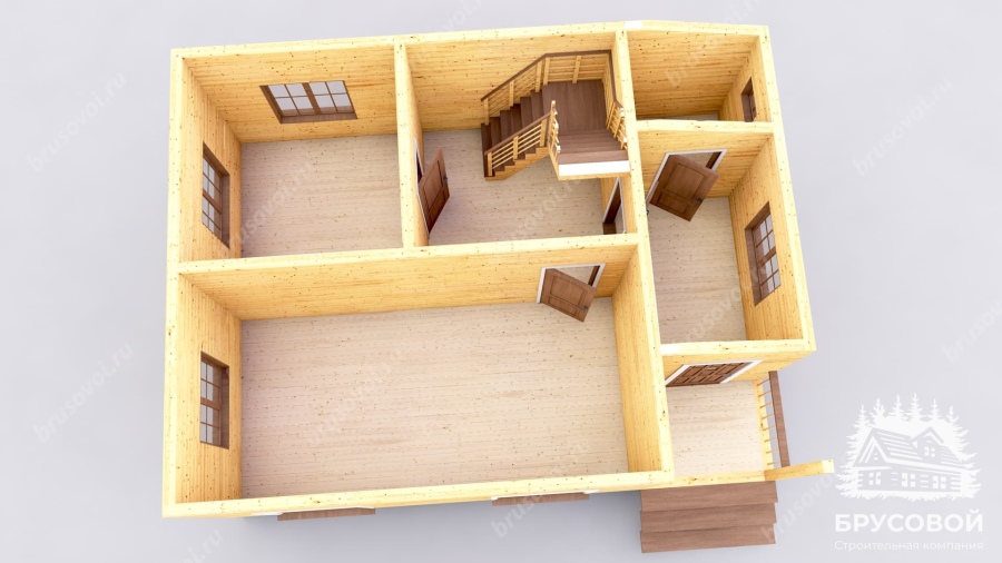 3d План первого этажа проект БРУСОВОЙ №-25