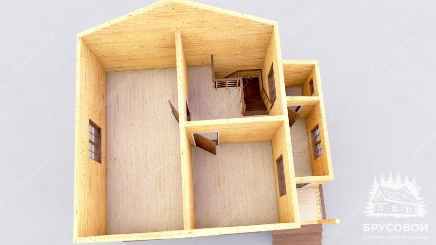 3d План второго этажа проект БРУСОВОЙ №-25