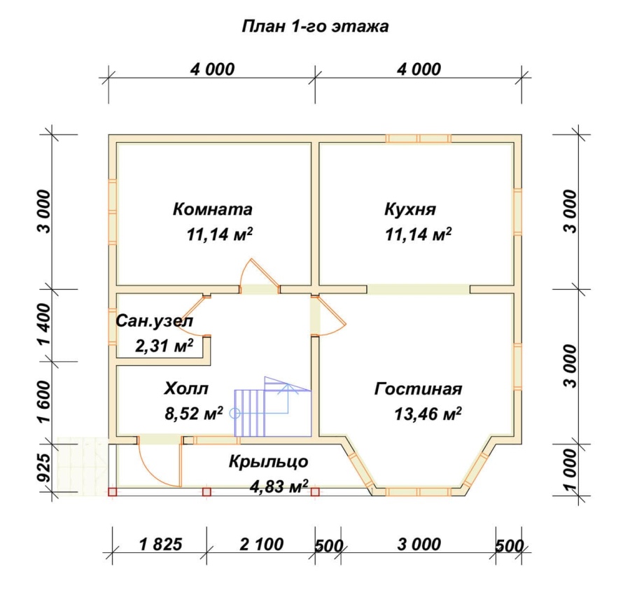План первого этажа проект БРУСОВОЙ №-27