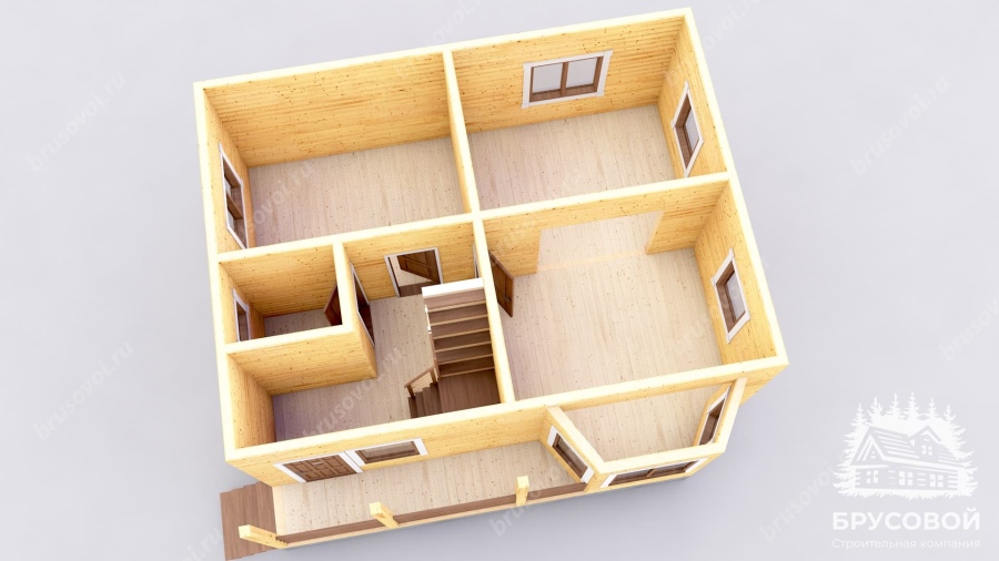3d План первого этажа проект БРУСОВОЙ №-27