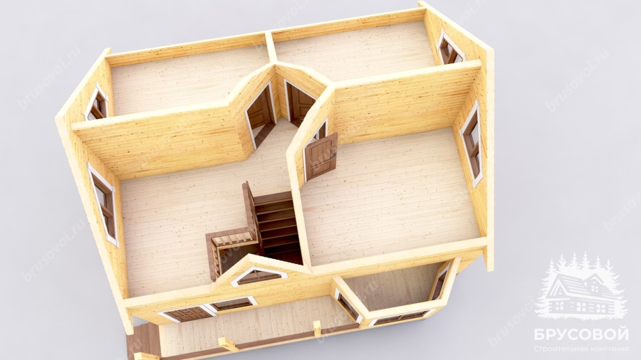 3d План второго этажа проект БРУСОВОЙ №-27