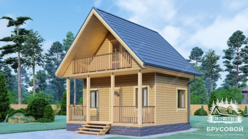 Проект дома из бруса 6х6, площадью 61 м2