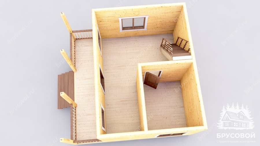 3d План первого этажа проект БРУСОВОЙ №-3