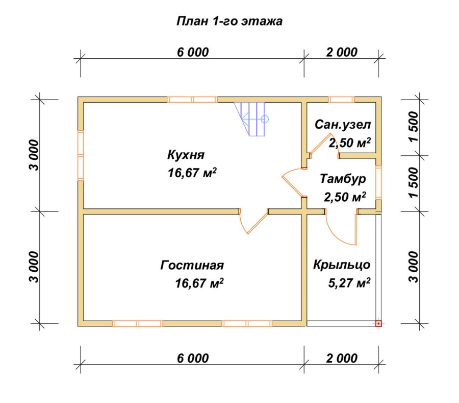 План первого этажа проект БРУСОВОЙ №-30