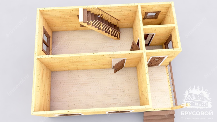 3d План первого этажа проект БРУСОВОЙ №-30