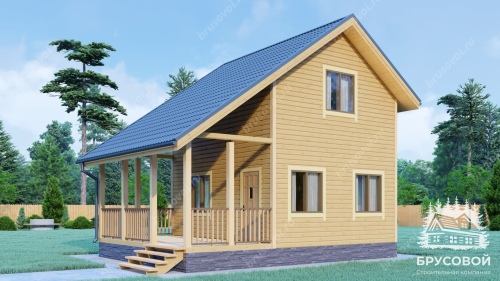 Проект дома из бруса 6х8, площадью 58 м2
