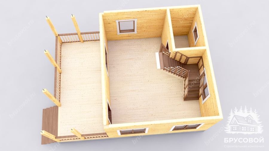 3d План первого этажа проект БРУСОВОЙ №-31