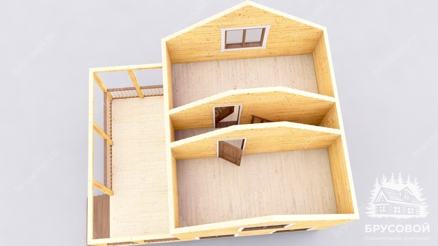 3d План второго этажа проект БРУСОВОЙ №-31