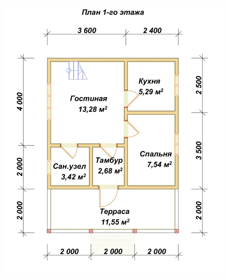 План первого этажа проект БРУСОВОЙ №-32
