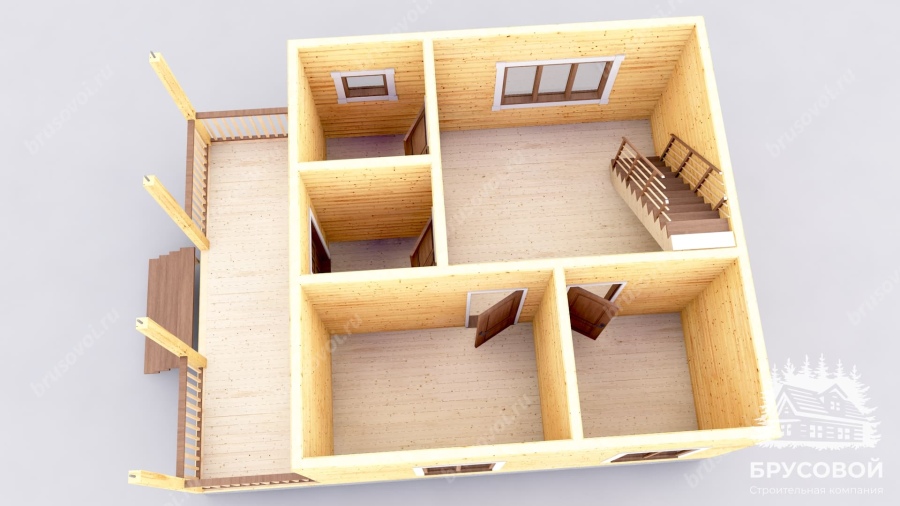 3d План первого этажа проект БРУСОВОЙ №-32