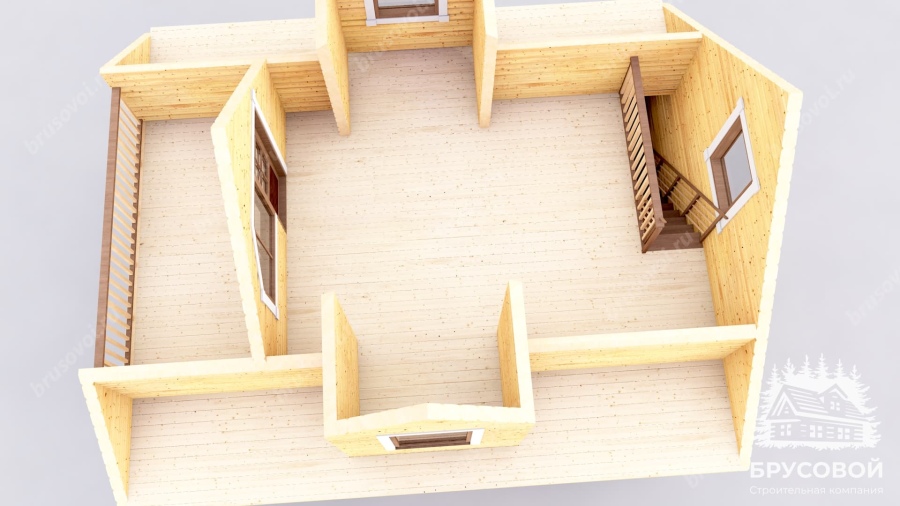 3d План второго этажа проект БРУСОВОЙ №-32