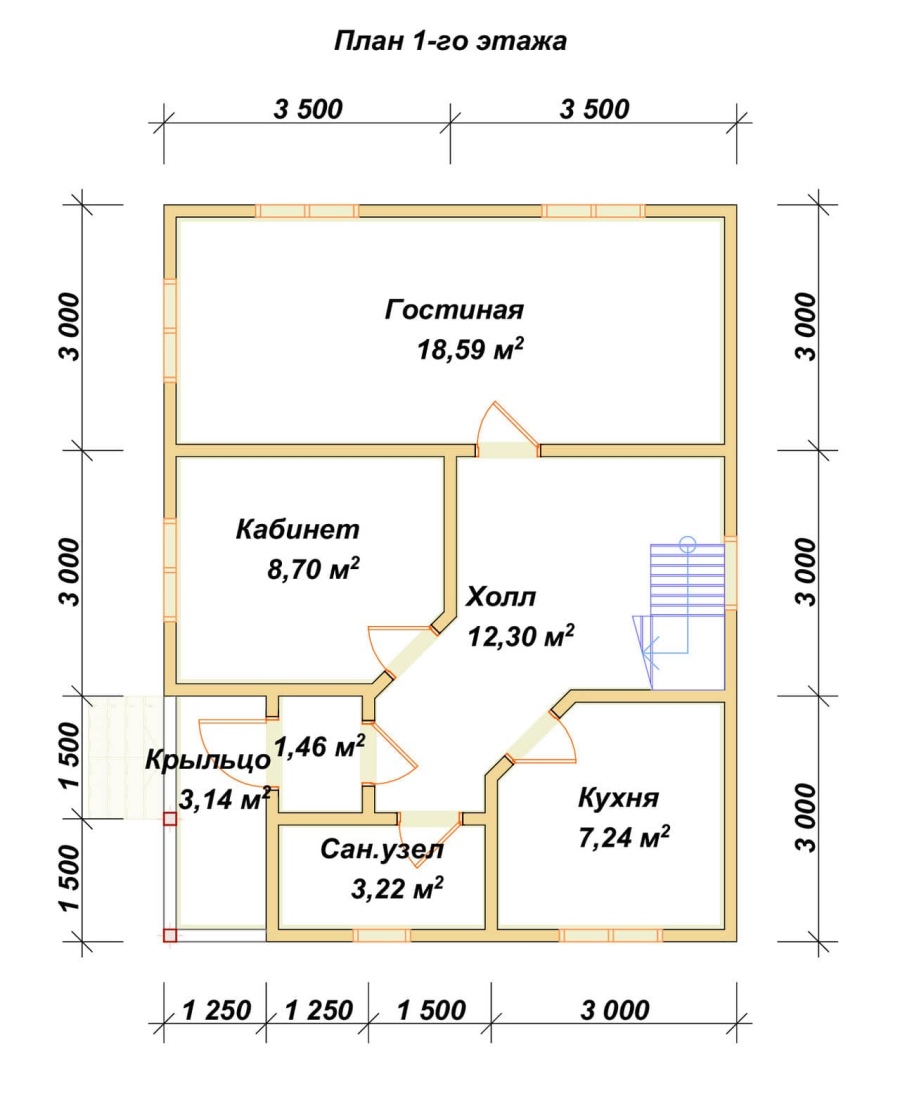 План первого этажа проект БРУСОВОЙ №-33