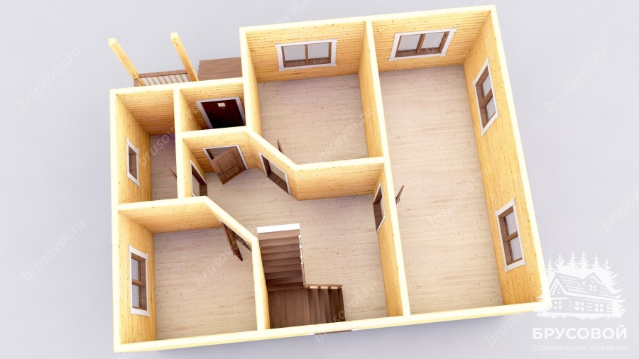 3d План первого этажа проект БРУСОВОЙ №-33