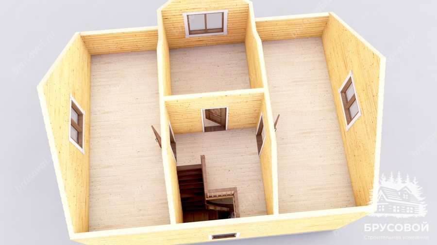 3d План второго этажа проект БРУСОВОЙ №-33