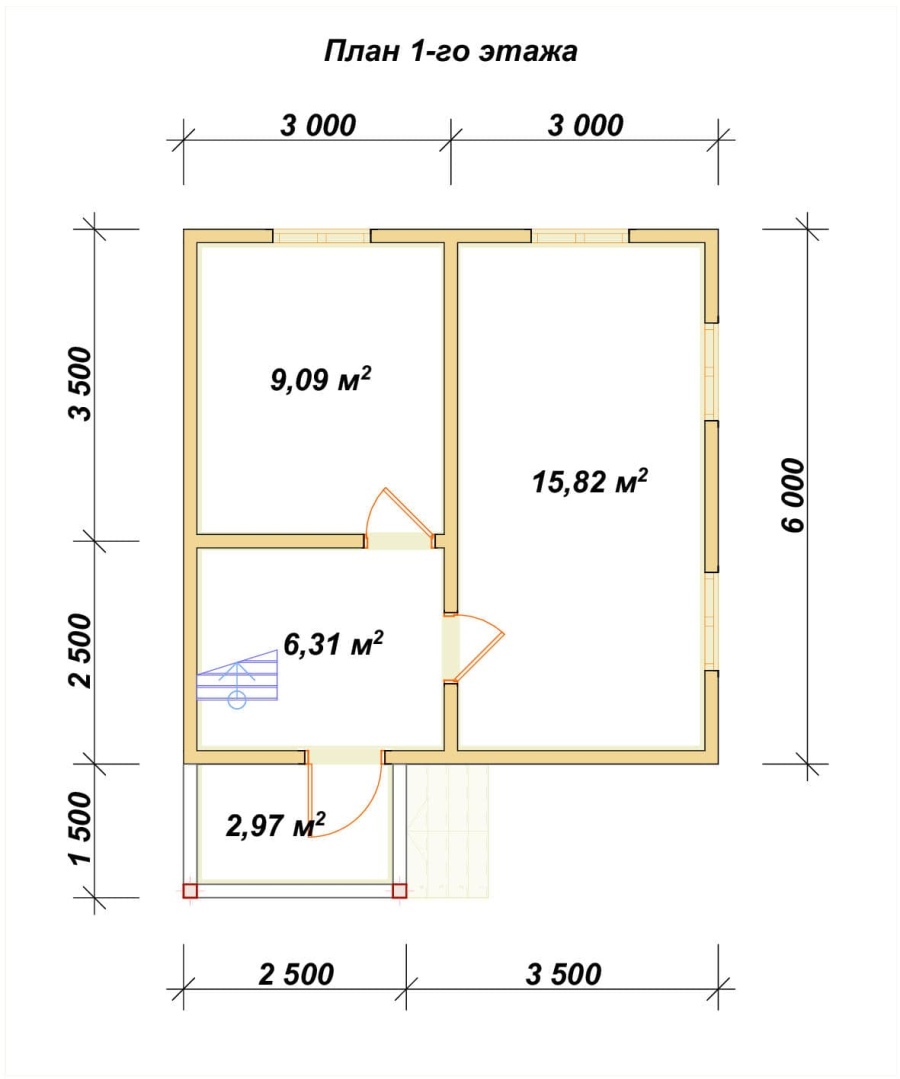 План первого этажа проект БРУСОВОЙ №-34