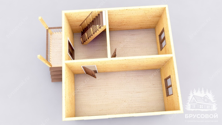 3d План первого этажа проект БРУСОВОЙ №-34