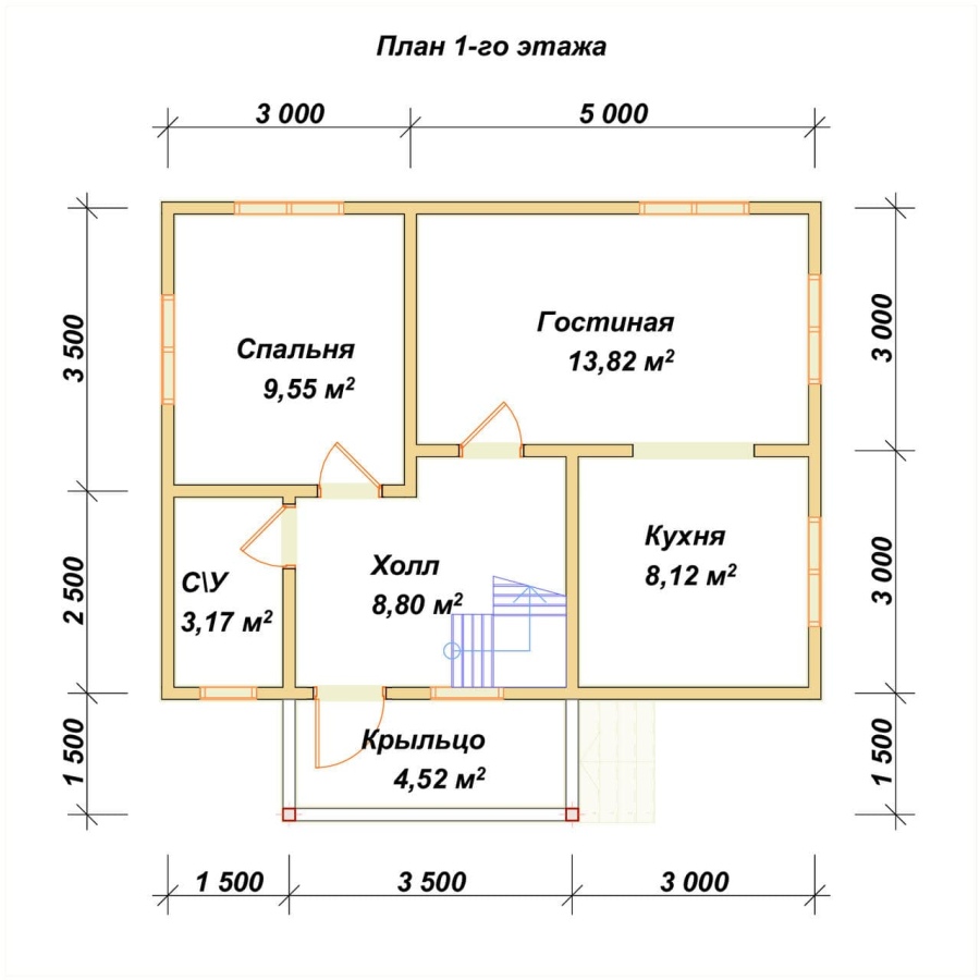 План первого этажа проект БРУСОВОЙ №-35