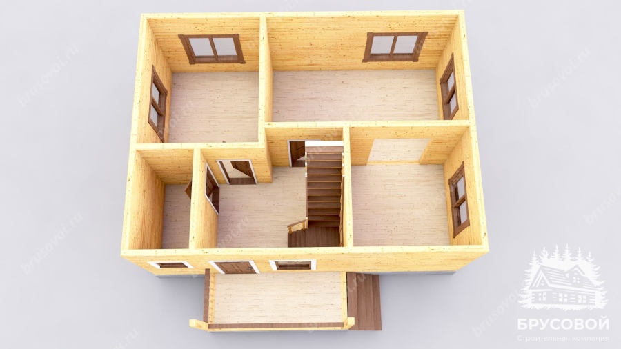 3d План первого этажа проект БРУСОВОЙ №-35