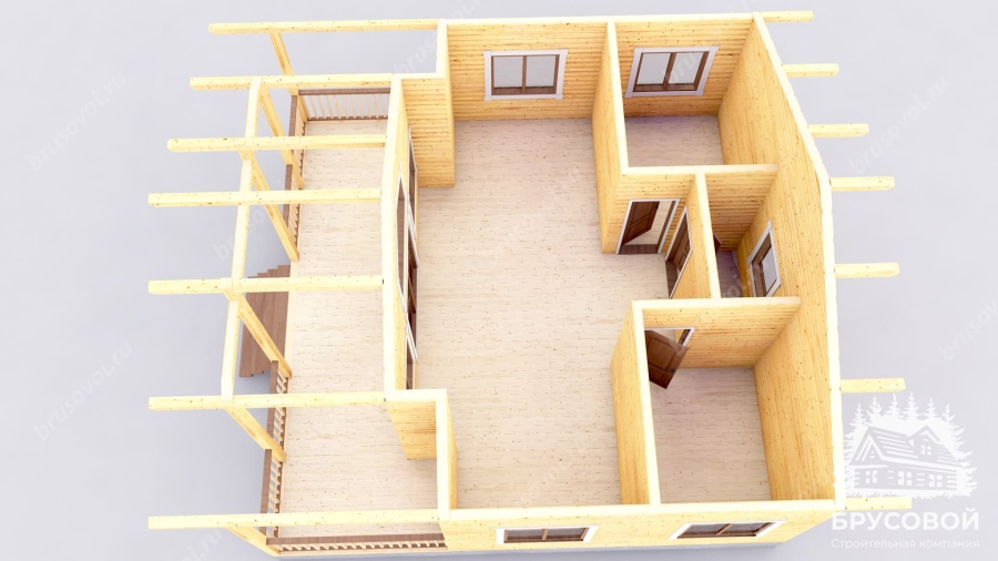 3d План первого этажа проект БРУСОВОЙ №-38