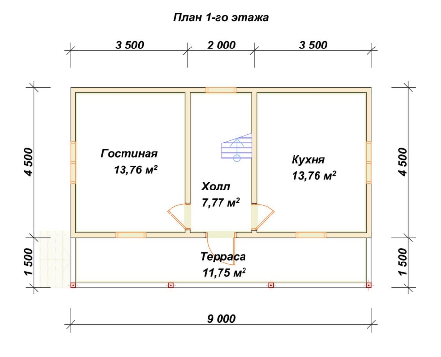 План первого этажа проект БРУСОВОЙ №-39