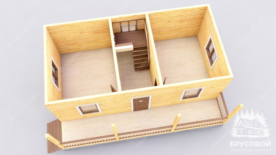 3d План первого этажа проект БРУСОВОЙ №-39