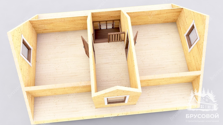 3d План второго этажа проект БРУСОВОЙ №-39