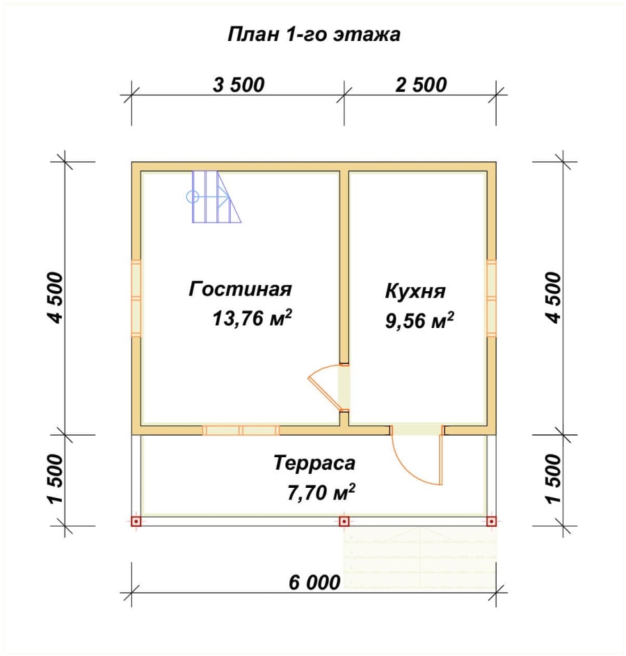 План первого этажа проект БРУСОВОЙ №-4