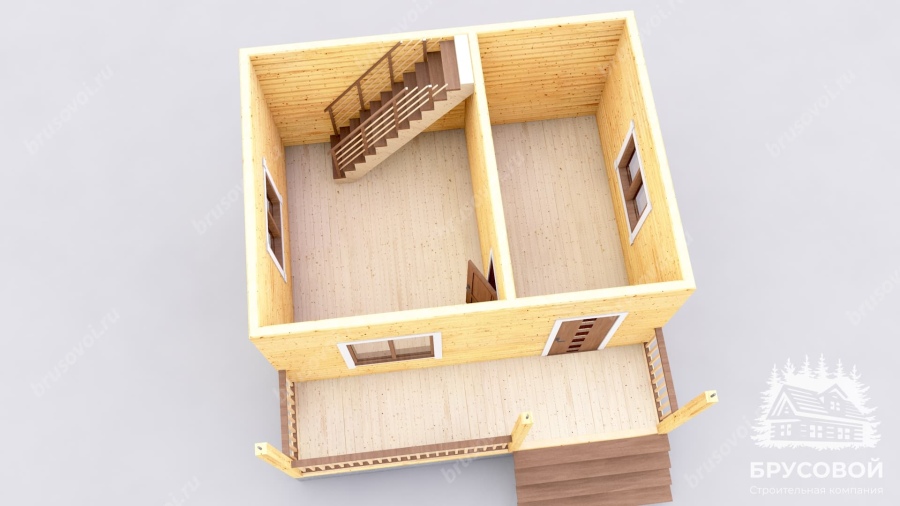 3d План первого этажа проект БРУСОВОЙ №-4