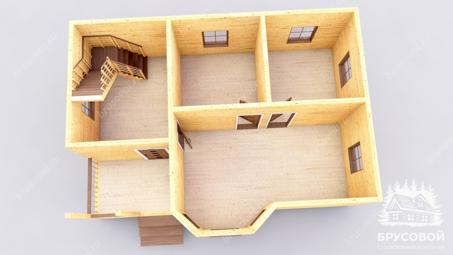 3d План первого этажа проект БРУСОВОЙ №-40