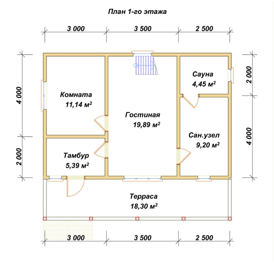 План первого этажа проект БРУСОВОЙ №-42