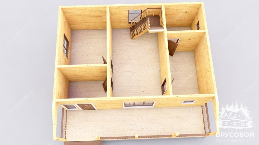 3d План первого этажа проект БРУСОВОЙ №-42